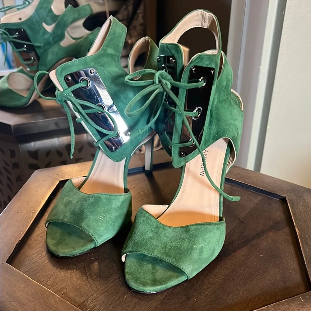 🛑 1 hour sale. Paul Andrew, Green suede heels, laces at ankles, size 37 - Picture 5 of 12